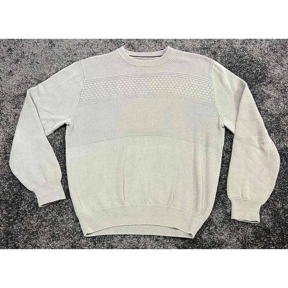 David Taylor Collection Men's Gray Crew‎ Neck Knit Cotton Sweater Medium M